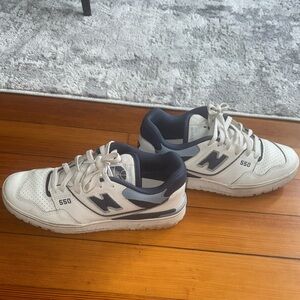 New Balance 550 White and Dark Blue Shoes